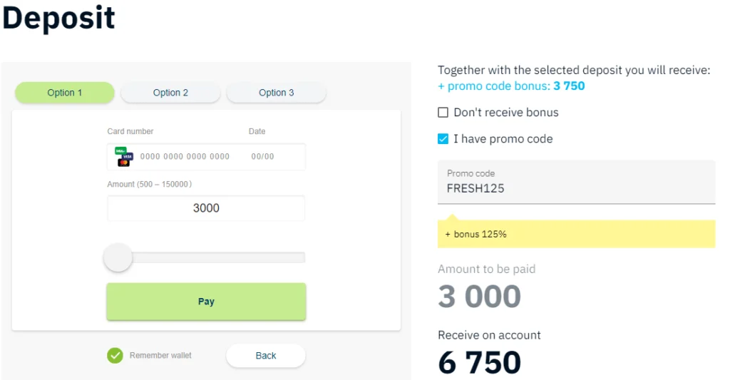 Binarium promo code when depositing